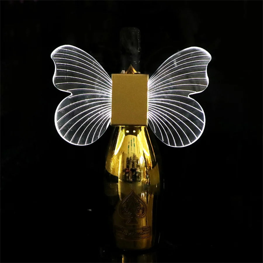 Bâton LED Rechargeable + Ailes de Papillon Lumineuses – Lampes et Sparkler pour Bouteilles de Champagne et Service de Vi