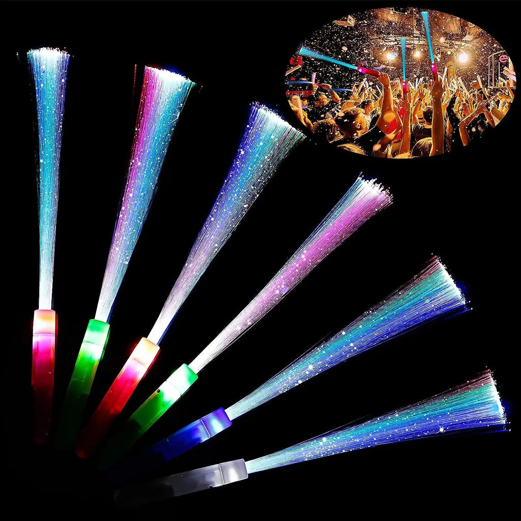 Lot de 12/24/48 Bâtons LED à Fibre Optique – Lumière Festive pour Anniversaires, Mariages, Soirées, Concerts et Clubs