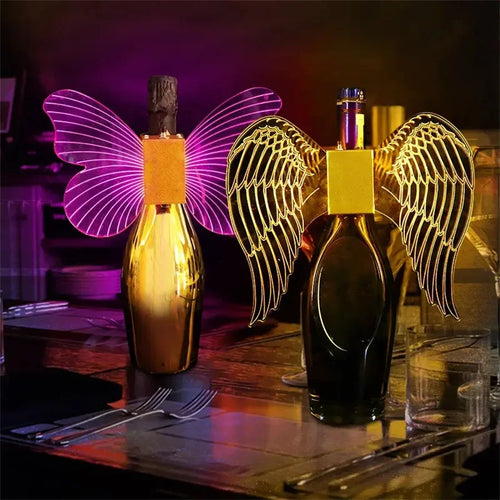 Bâton LED Rechargeable + Ailes de Papillon Lumineuses – Lampes et Sparkler pour Bouteilles de Champagne et Service de Vi