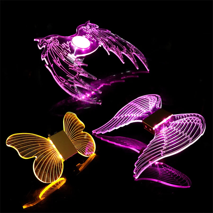 Bâton LED Rechargeable + Ailes de Papillon Lumineuses – Lampes et Sparkler pour Bouteilles de Champagne et Service de Vi
