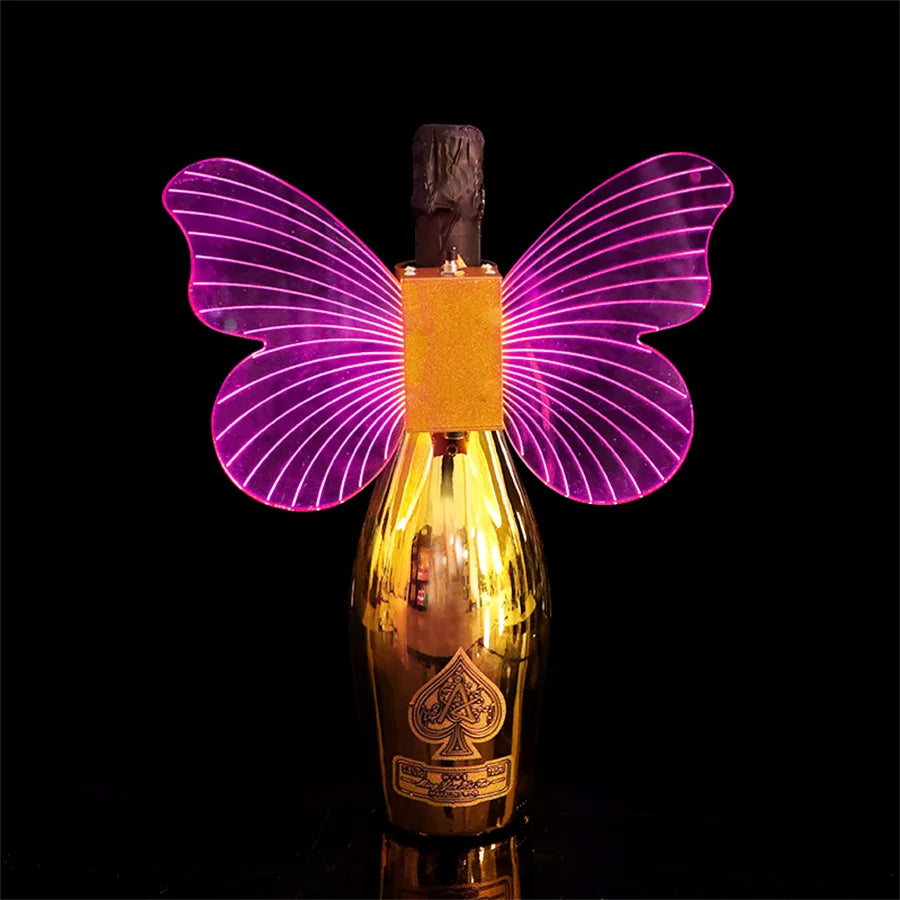 Bâton LED Rechargeable + Ailes de Papillon Lumineuses – Lampes et Sparkler pour Bouteilles de Champagne et Service de Vi